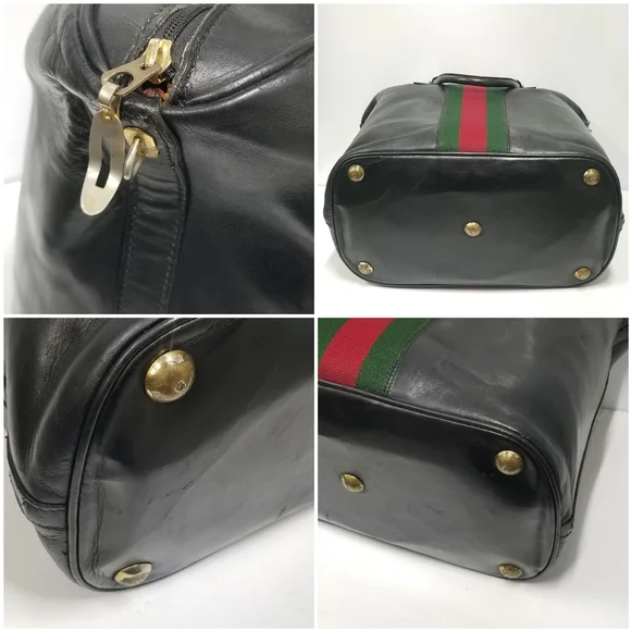 Rare Vintage Gucci Web Tall Boston Weekender Carryall luggage Travel bag - Picture 15 of 16